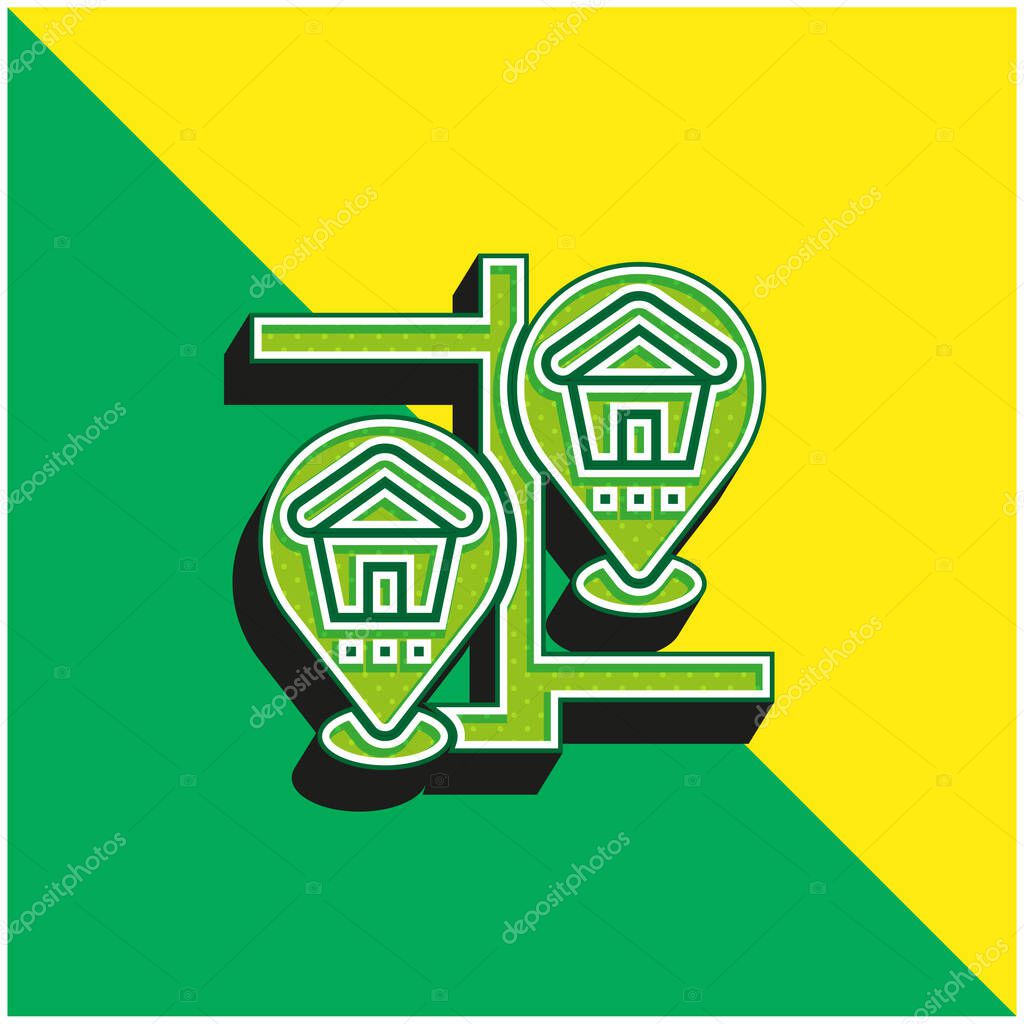 Bank Green and yellow modern 3d vector icon logo