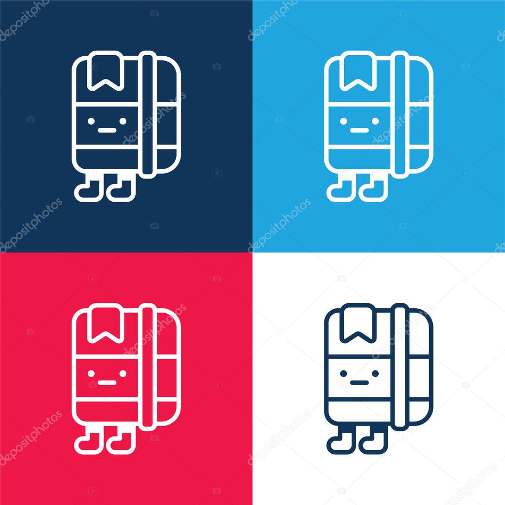 Agenda blue and red four color minimal icon set