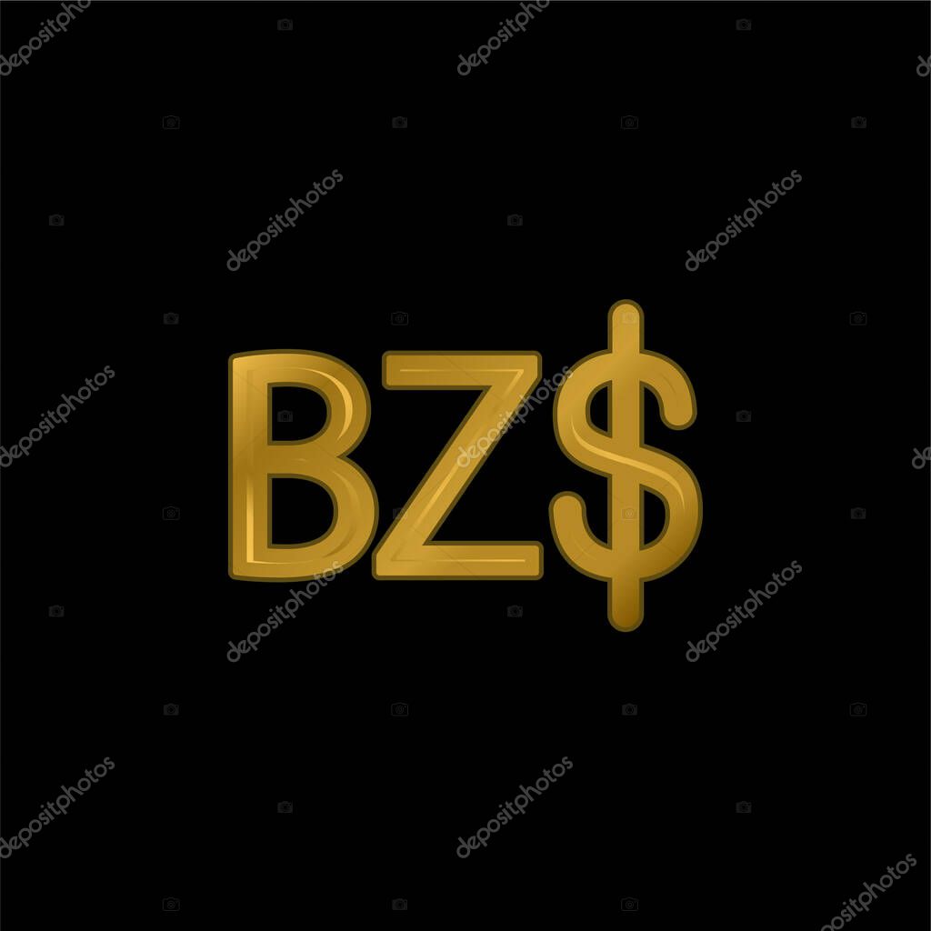 Belize Dollar Symbol gold plated metalic icon or logo vector