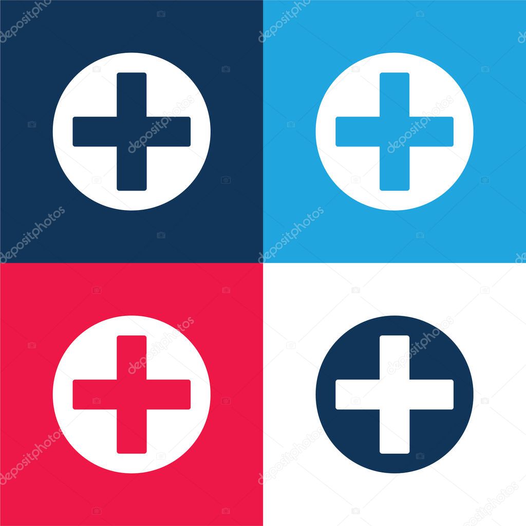 Add Button Circle blue and red four color minimal icon set