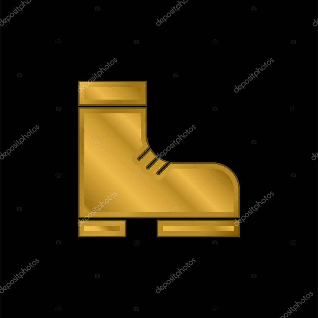 Boot gold plated metalic icon or logo vector