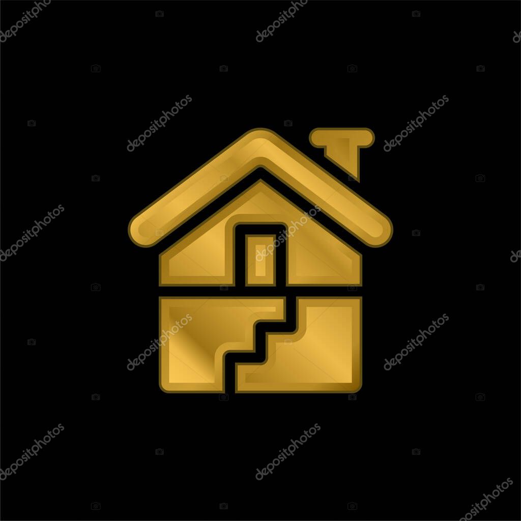 Basement gold plated metalic icon or logo vector