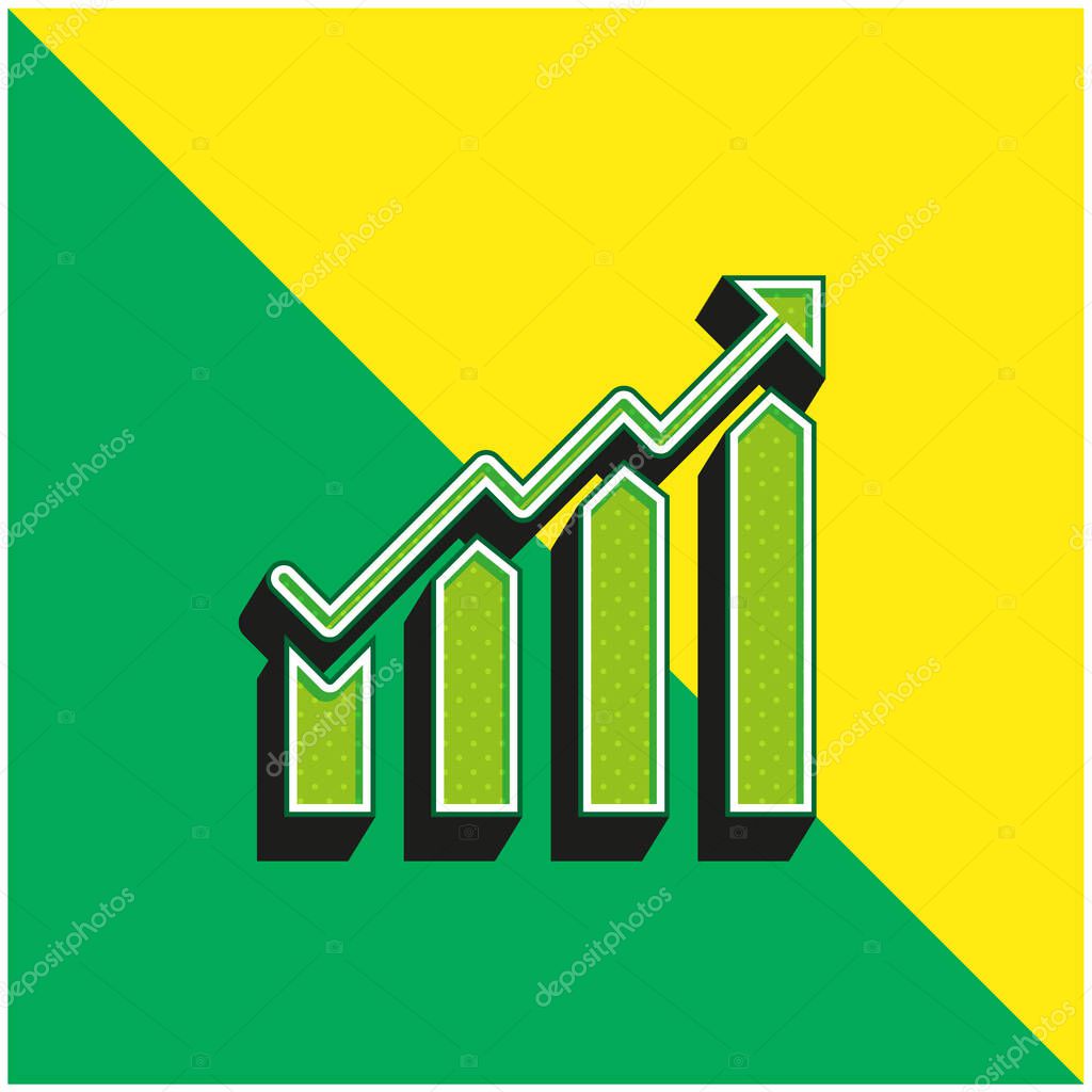 Bar Chart Green and yellow modern 3d vector icon logo
