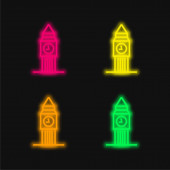 Big Ben vierköpfige leuchtende Neon-Vektorsymbol