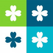 4 Leaf Clover Flat čtyři barvy minimální ikona nastavena