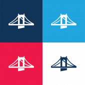 Most modrá a červená čtyři barvy minimální ikona nastavena