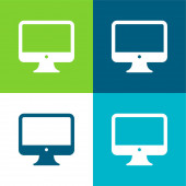 Big Computer Monitor Lapos négy szín minimális ikon készlet