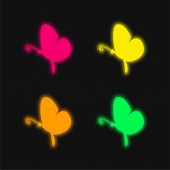 Black Butterfly Side View čtyři barevné zářící neonový vektor ikona