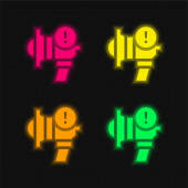 Výstraha čtyři barvy zářící neonový vektor ikona