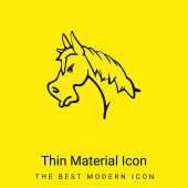 Angry Horse Face Side View Outline minimal bright yellow material icon