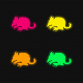 Bandicoot Savec Silueta Side View čtyři barvy zářící neonový vektor ikona