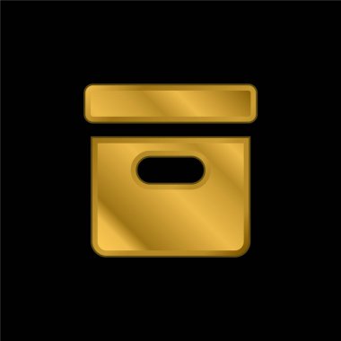 Kutu altın kaplama metalik simge veya logo vektörü