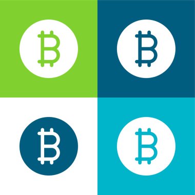 Bitcoin Düz 4 renk minimal simge kümesi