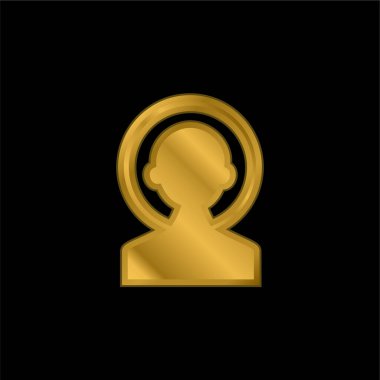 Astronot altın kaplama metalik simge veya logo vektörü