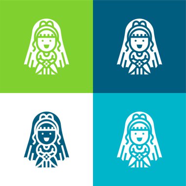 Gelin Düz 4 renk en küçük simge seti