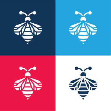 Arı mavisi ve kırmızı dört renk minimal simge kümesi
