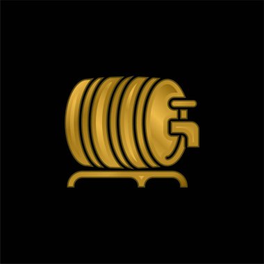 Beer Keg gold plated metalic icon or logo vector clipart