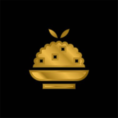 Biryani altın kaplama metalik simge veya logo vektörü