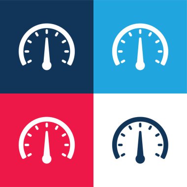 Barometer blue and red four color minimal icon set clipart
