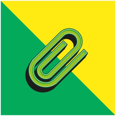 Attach Interface Symbol Of Rotated Paperclip Green and yellow modern 3d vector icon logo clipart