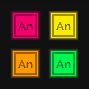 Animate four color glowing neon vector icon clipart