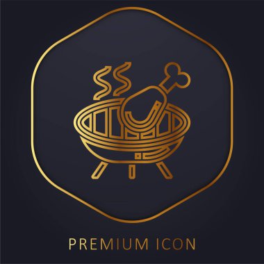 Barbekü altın çizgi prim logosu veya simgesi