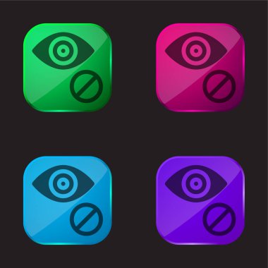 Kör dört renk cam düğme simgesi