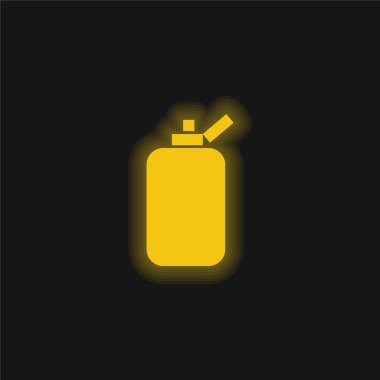 Bathroom Bottle Container Of Rounded Rectangular Black Shape yellow glowing neon icon clipart