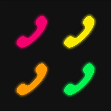 Siyah Telefon Auricular dört renk parlayan neon vektör simgesi