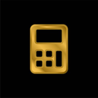 Big Calculator gold plated metalic icon or logo vector clipart