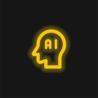 Beyin sarısı parlak neon simgesi