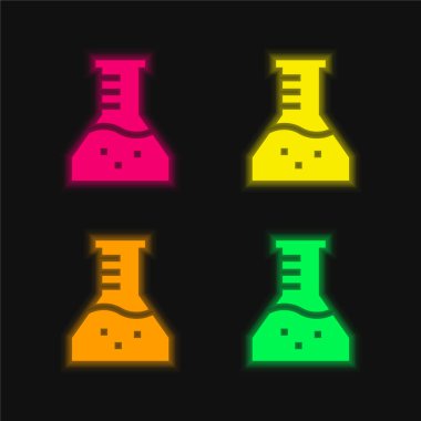 Dört renkli parlak neon vektör simgesi