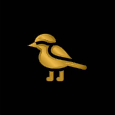 Bird gold plated metalic icon or logo vector clipart