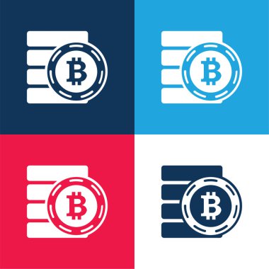 Bitcoin Sembolü mavi ve kırmızı En az dört renk simgesi