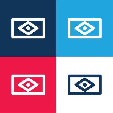 Brezilya Bayrağı mavi ve kırmızı dört renk minimal simge seti