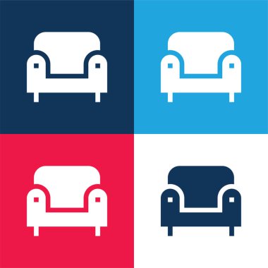 Koltuk mavi ve kırmızı dört renk minimal simgesi