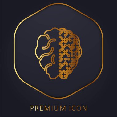 Brain golden line premium logo or icon clipart