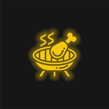 Barbecue yellow glowing neon icon clipart