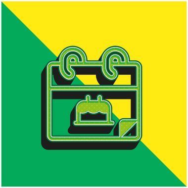 Doğum günü Yeşil ve Sarı Modern 3D vektör simgesi logosu