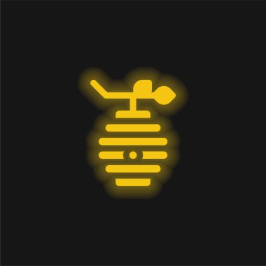 Arı kovanı sarı parlayan neon simgesi