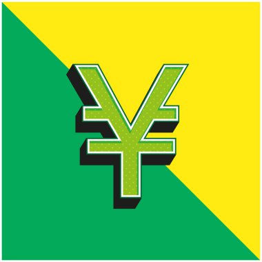 Büyük Yen Sembolü Yeşil ve sarı 3D vektör simgesi logosu