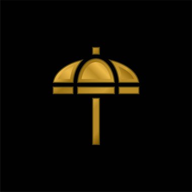Plaj Şemsiyesi altın kaplama metalik simge veya logo vektörü
