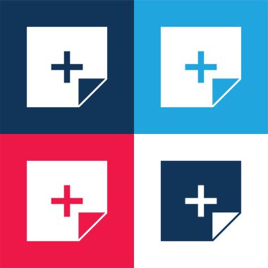 Düğme mavi ve kırmızı dört renk minimal simgesi seti ekle