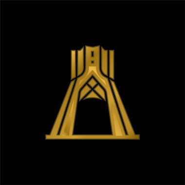 Azadi altın kaplamalı metalik simge veya logo vektörü