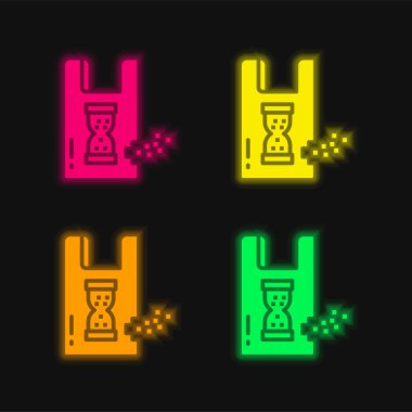 Biyolojik çözünebilir dört renk parlayan neon vektör simgesi