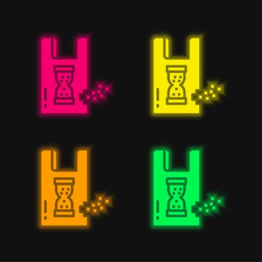 Biodegradable four color glowing neon vector icon clipart