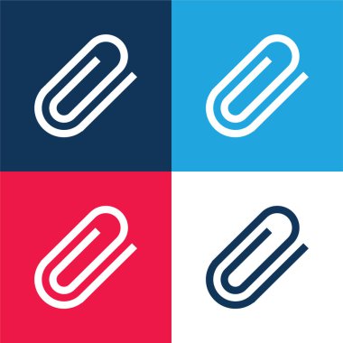 Attach Paperclip Symbol blue and red four color minimal icon set clipart