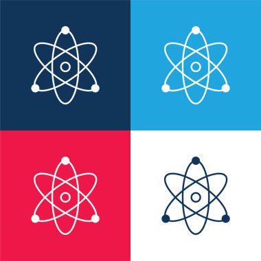 Atom blue and red four color minimal icon set clipart