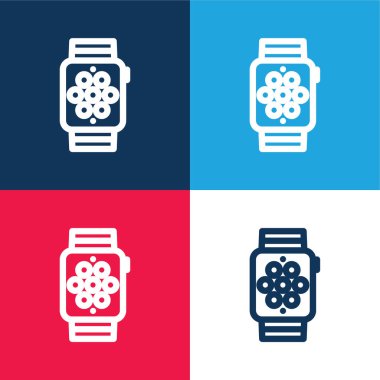 Apple Watch mavi ve kırmızı dört renk minimal simge seti