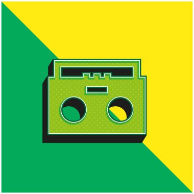 Boombox Yeşil ve sarı modern 3d vektör simgesi logosu